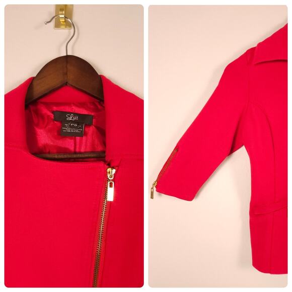 Luii Size S Women's Asymmetrical Zip Gold Moto Jacket - Picture 5 of 10